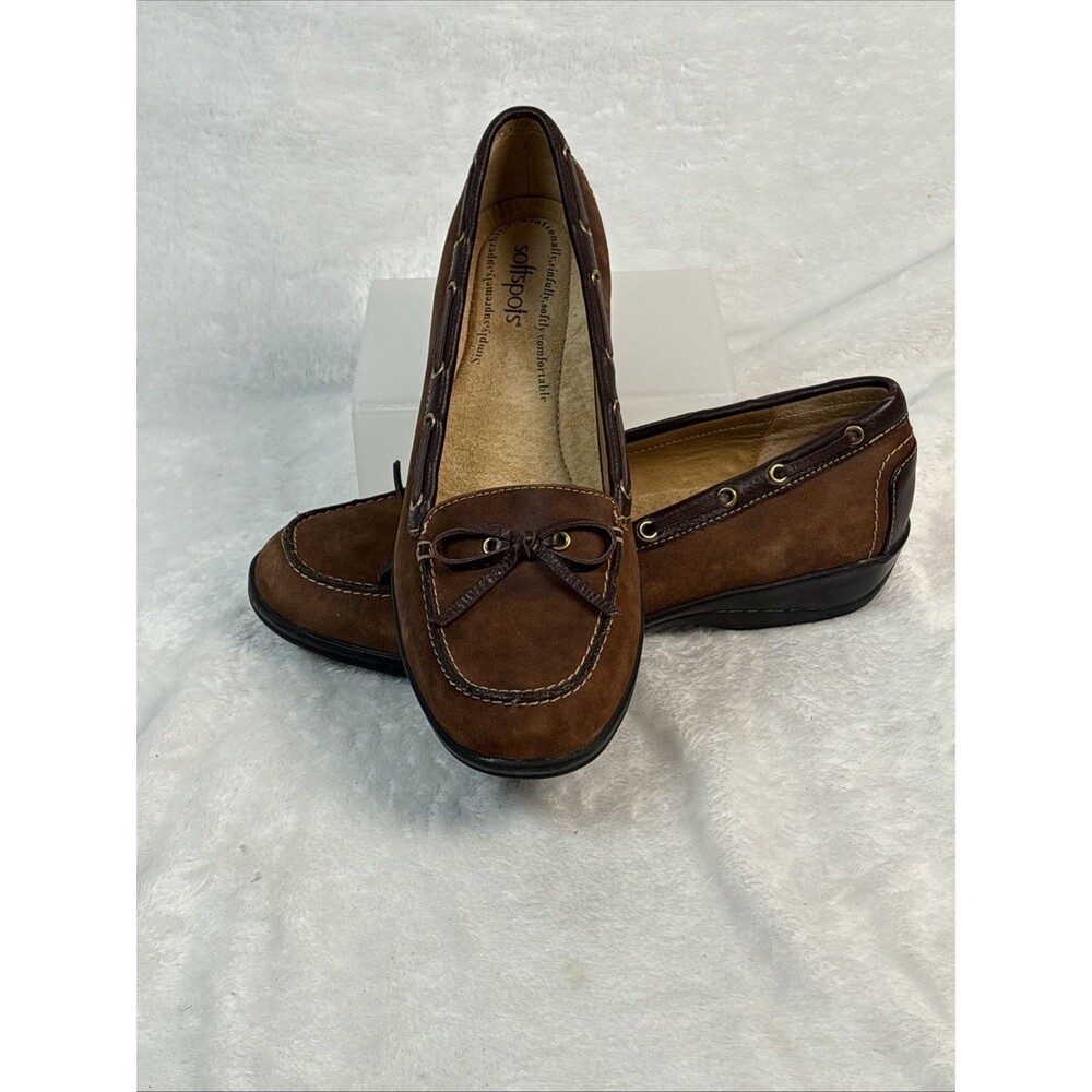 Softspots Loafers Shoes Womens 9 M Brown Suede Leather Casual Slip On Moc Toe